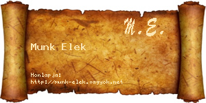 Munk Elek névjegykártya